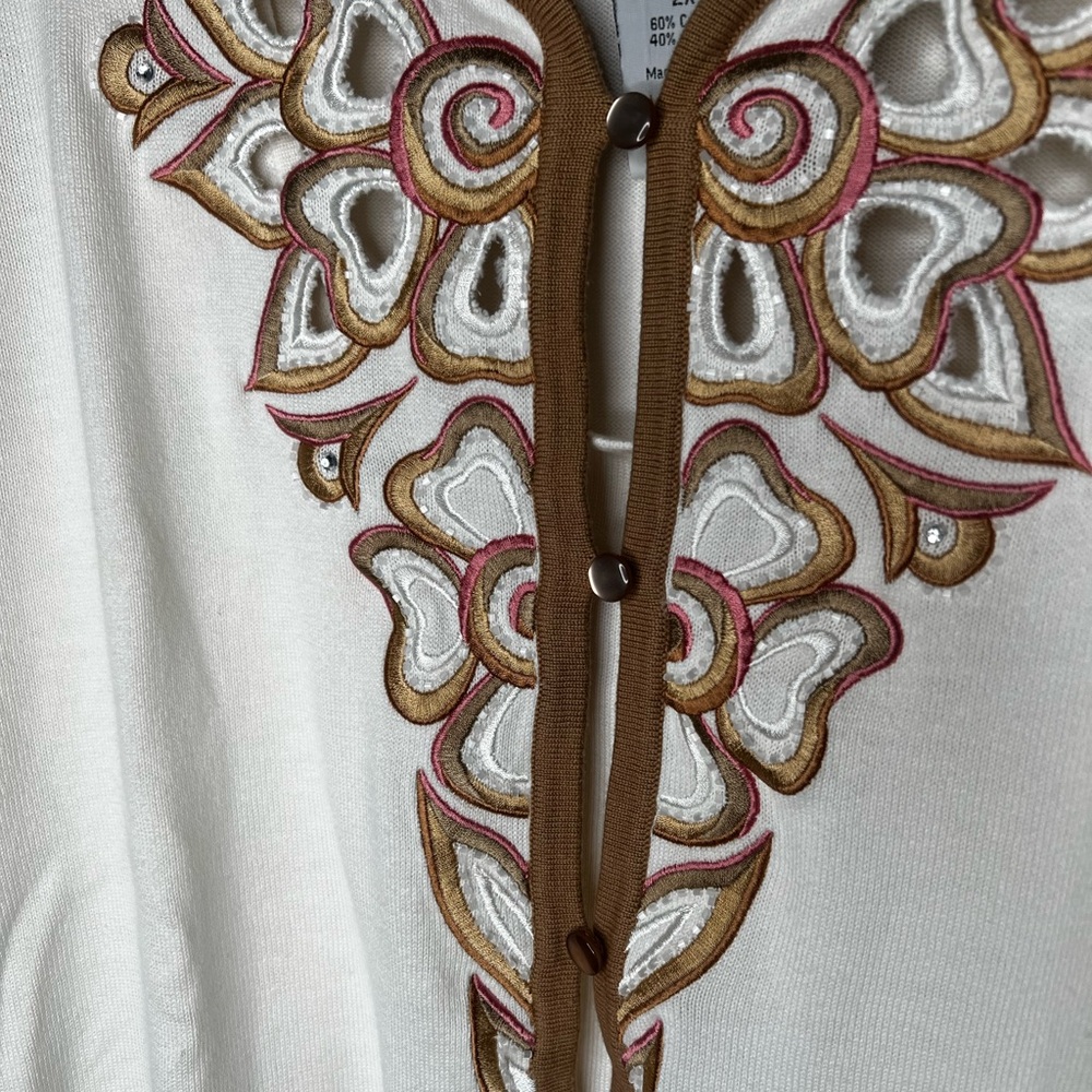 Bob Mackie Floral Embroidered Cutout 2 Piece Tank Cardigan Plus Size 2X - Picture 2 of 9